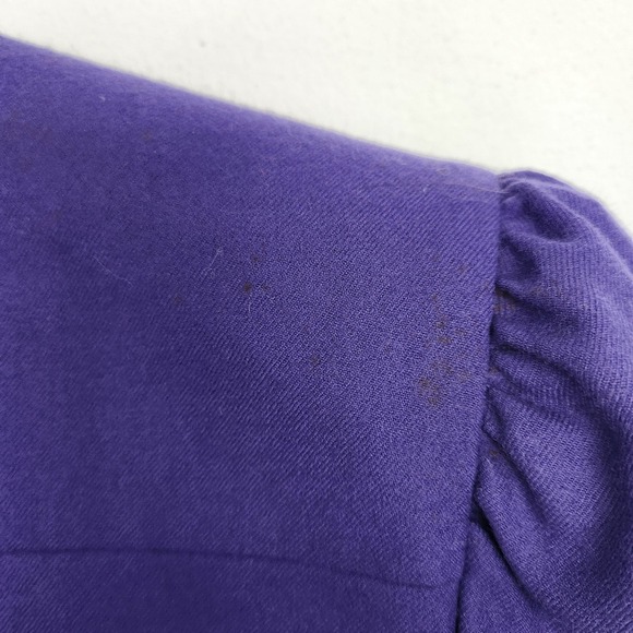 LANVIN Vintage 70s Military Victorian Wool Cropped Blazer Jacket Purple Goth - Picture 7 of 10